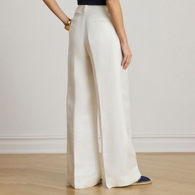 High-Rise Twill Wide Leg Trousers