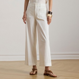Wide Leg Cropped Chino Trousers