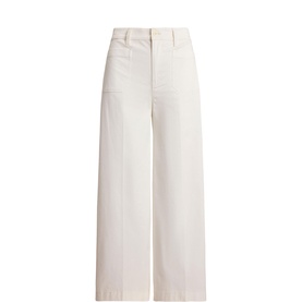 Wide Leg Cropped Chino Trousers