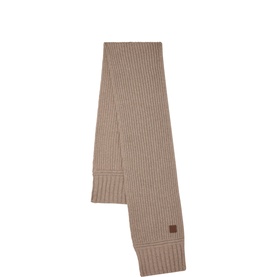 Chunky Ribbed Wool Logo Scarf