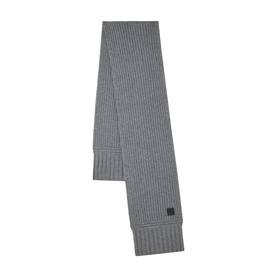 Chunky Ribbed Wool Logo Scarf