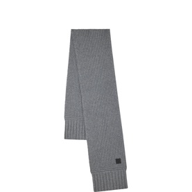 Chunky Ribbed Wool Logo Scarf