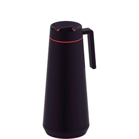 Tramontina Stainless Steel Thermal Flask 1L in black with red accent ring, ergonomic handle, and screw top lid, 1L capacity