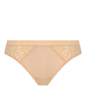 Wacoal Raffine Lace Panel Briefs in nude with stretch-fused floral lace side panels, mesh centre front, and decorative waist elastic