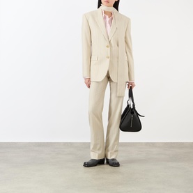 Scarf Single-Breasted Pinstripe Blazer