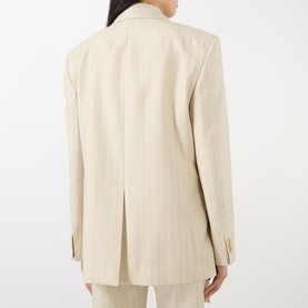 Scarf Single-Breasted Pinstripe Blazer