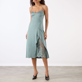 Lace-Panel Slip Dress