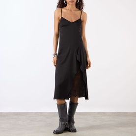 Lace-Panel Slip Dress