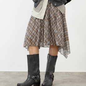 Ibo Check Asymmetric Skirt