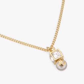 JC Pearl Cube Pendant Chain Necklace