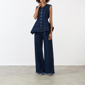 Indigo Denim Peplum Top