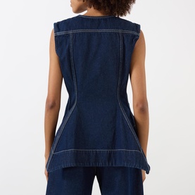 Indigo Denim Peplum Top