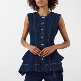 Indigo Denim Peplum Top