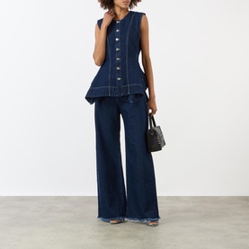Indigo Denim Peplum Top