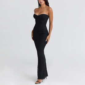 Solaine Lace Corset Off The Shoulder Dress