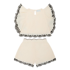 Bermuda Embroidered Top & Shorts Two-Piece Set