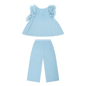 Ruffle Pleated Top & Trousers Two-Piece Set