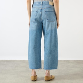 Ayla Wide Leg Raw Cropped Jeans