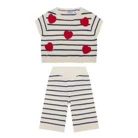 Heart Stripe Top & Trousers Two-Piece Set