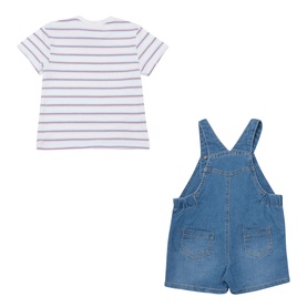 Striped T-Shirt & Dungarees Two-Piece Set