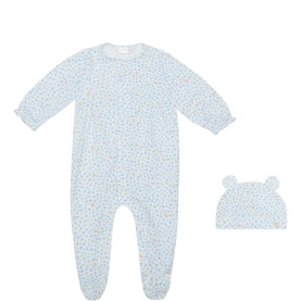 Lagoon Print Romper & Hat Two-Piece Set