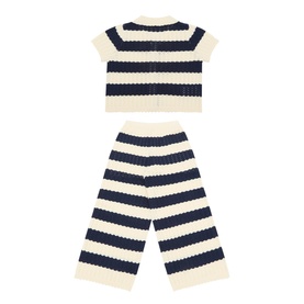 Stripe Knit Cardigan & Trousers Two-Piece Set
