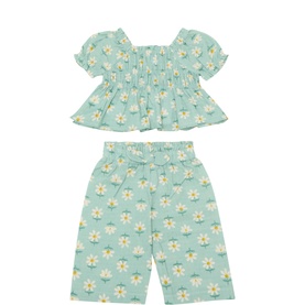Daisy Print Top & Trousers Two-Piece Set