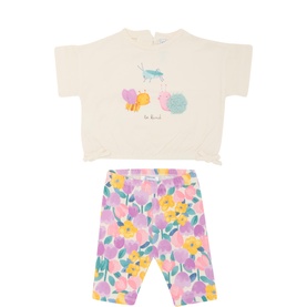 Bug Graphic T-Shirt & Floral Leggings Two-Piece Set