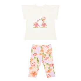 Bicycle T-Shirt & Floral Leggings Two-Piece Set