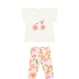 Bicycle T-Shirt & Floral Leggings Two-Piece Set