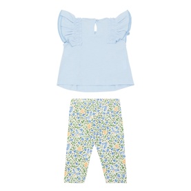 Ruffle Trim T-Shirt & Printed Leggings Two-Piece Set