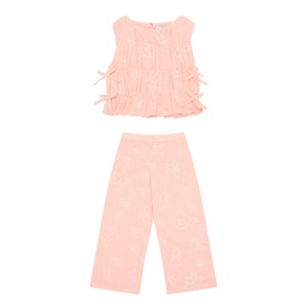 Broderie Smocked Top & Trousers Two-Piece Set