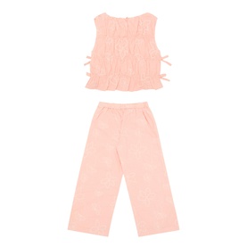Broderie Smocked Top & Trousers Two-Piece Set