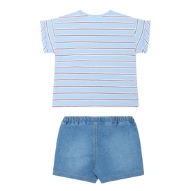 Stripe T-Shirt & Denim Shorts Two-Piece Set