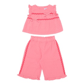 Wave Print Blouse & Trousers Two-Piece Set