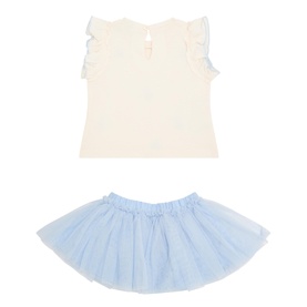 Floral T-Shirt & Tulle Skirt Two-Piece Set