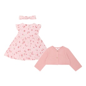 Pear & Apple Headband, Cardigan & Dress Three-Piece Set