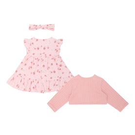 Pear & Apple Headband, Cardigan & Dress Three-Piece Set
