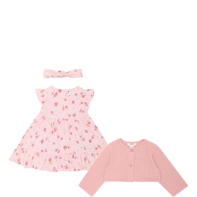 Pear & Apple Headband, Cardigan & Dress Three-Piece Set