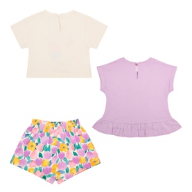 Floral T-Shirt & Shorts Three-Piece Set