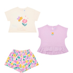Floral T-Shirt & Shorts Three-Piece Set