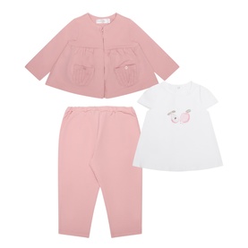 Patch Pocket Zip Jacket, T-Shirt & Leggings Three-Piece Set