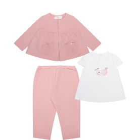 Patch Pocket Zip Jacket, T-Shirt & Leggings Three-Piece Set