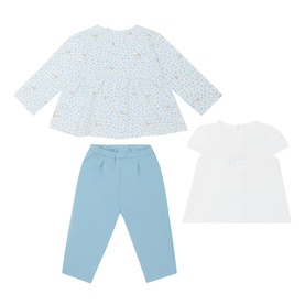 Floral Kitten T-Shirt, Leggings & Sweatshirt Three-Piece Set