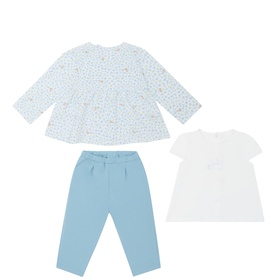 Floral Kitten T-Shirt, Leggings & Sweatshirt Three-Piece Set