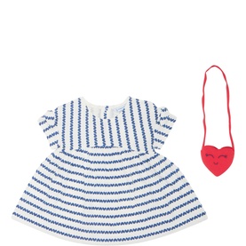 Striped Dress & Heart-Shaped Purse Two-Piece Set