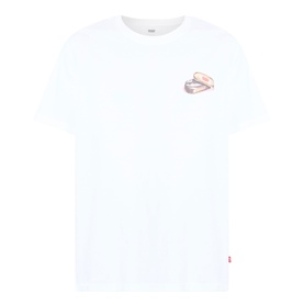 Levi's You've Been Served Graphic T-Shirt in white, crew neck, short sleeves, with small food-themed graphic print on chest