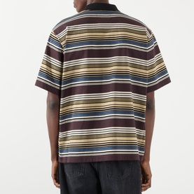 Horizontal Striped Half-Zip Polo Shirt