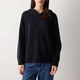 Ribbed Trim Knitted Hoodie