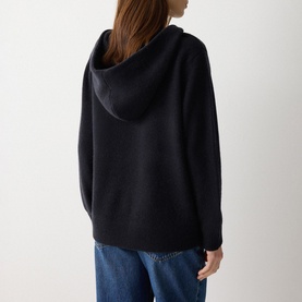 Ribbed Trim Knitted Hoodie